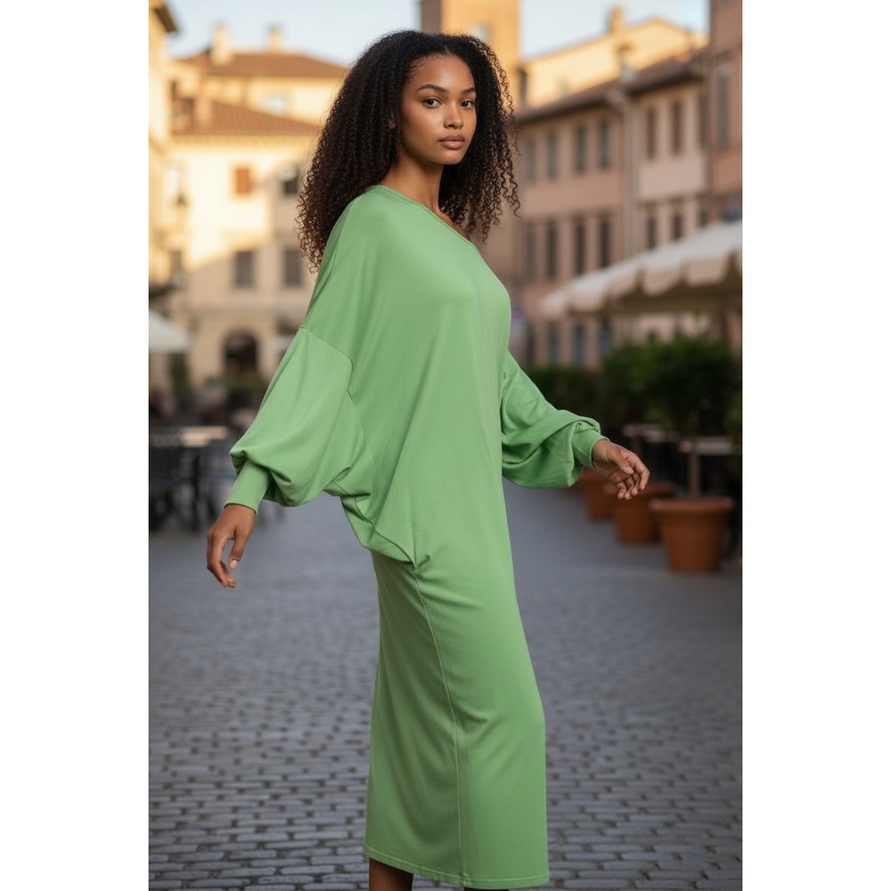FREE PEOPLEโ Beach Green Long Sleeve Oversized Maxi Dress XS